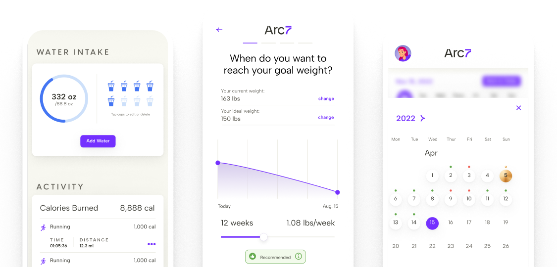 3 mobile phones with Arc7 app